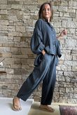 Hush Pillow Cotton Nero Boyfriend Shirt Charcoal